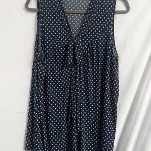 Elegant Navy Polka Dot Sleeveless Blouse